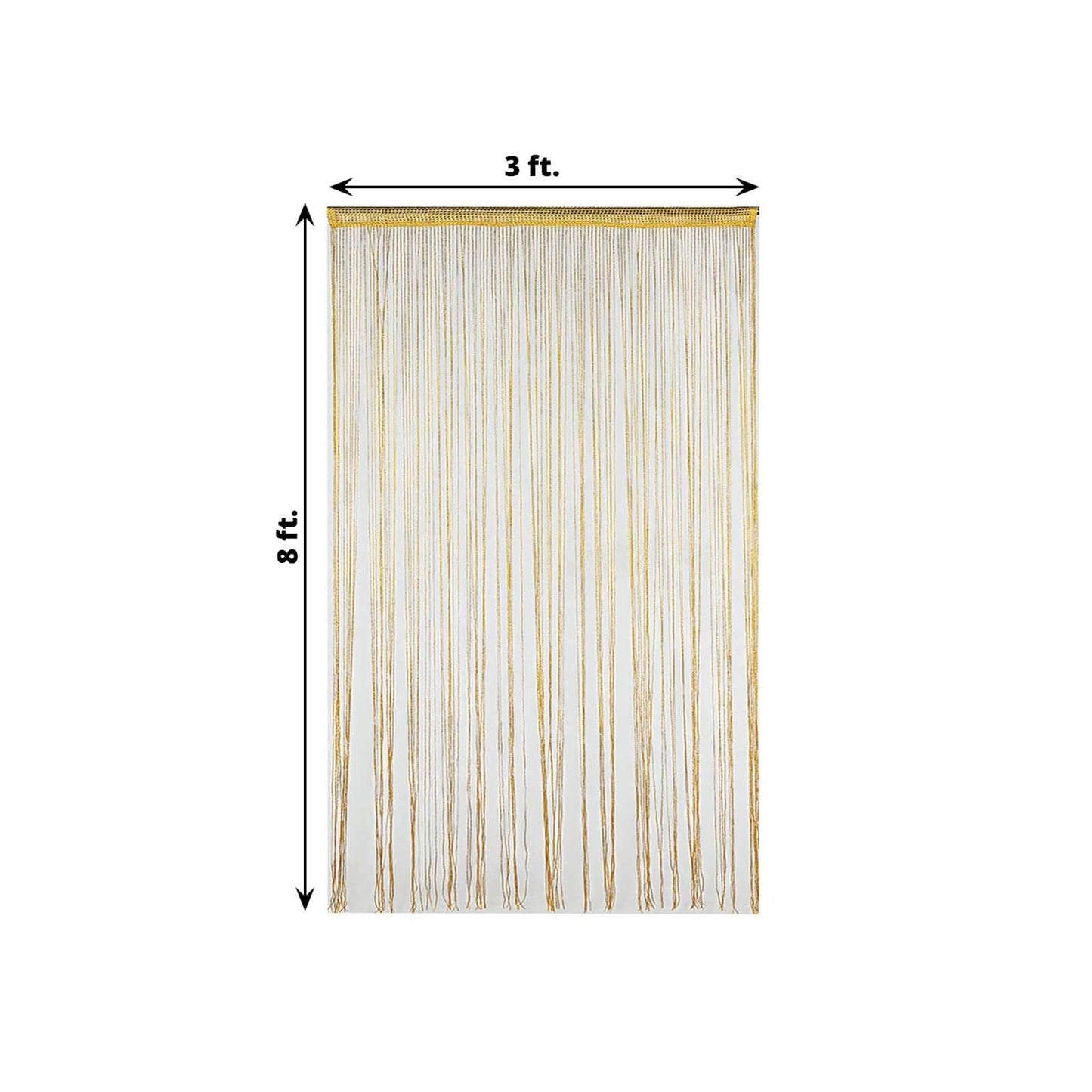 3ftx8ft Gold Silk Tassel String Curtains, Decorative Room Divider Panels