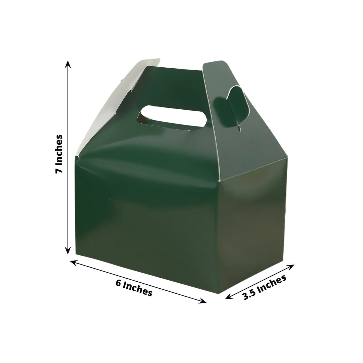 25 Pack Candy Gift Tote Gable Boxes, Hunter Emerald Green Party Favor Treat Boxes - 6"x3.5"x7"