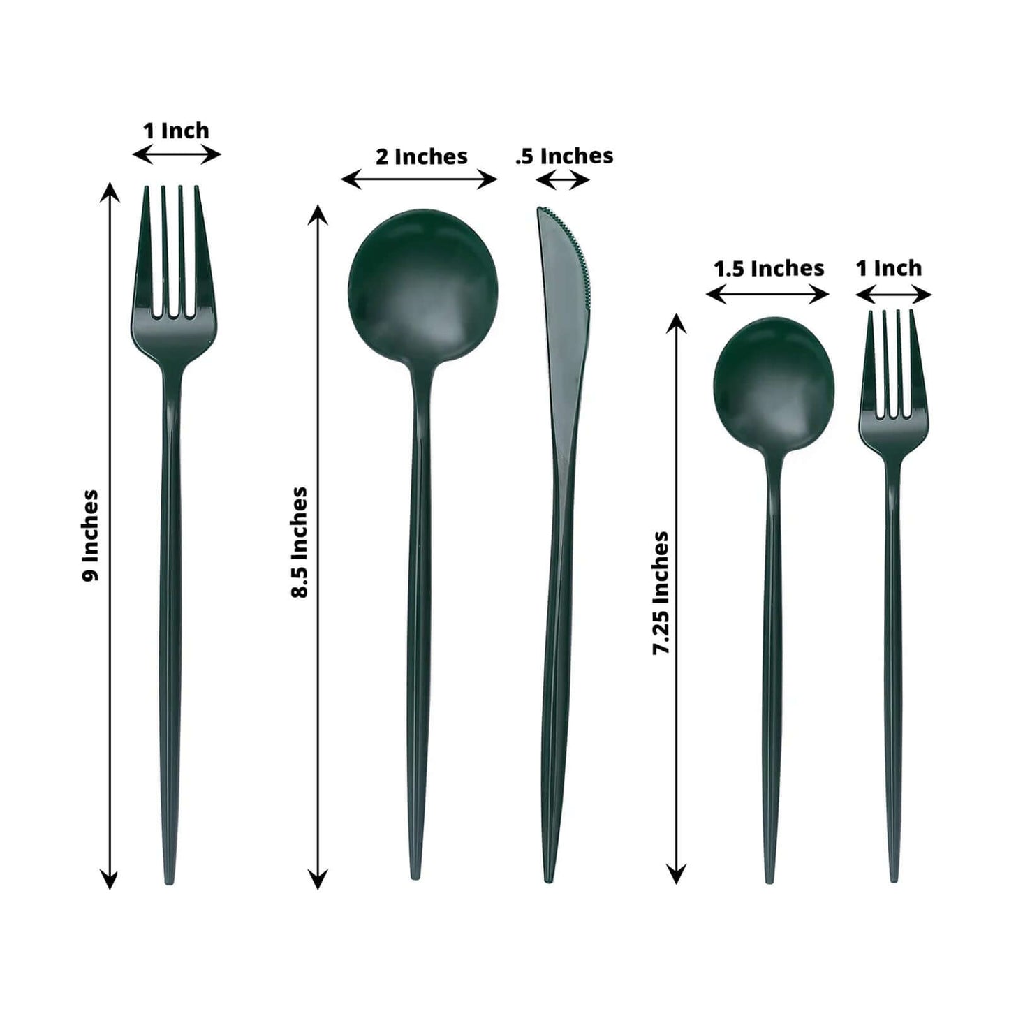50-Pack Plastic Utensil Set Hunter Emerald Green - Premium Disposable Heavy Duty Sleek Flatware