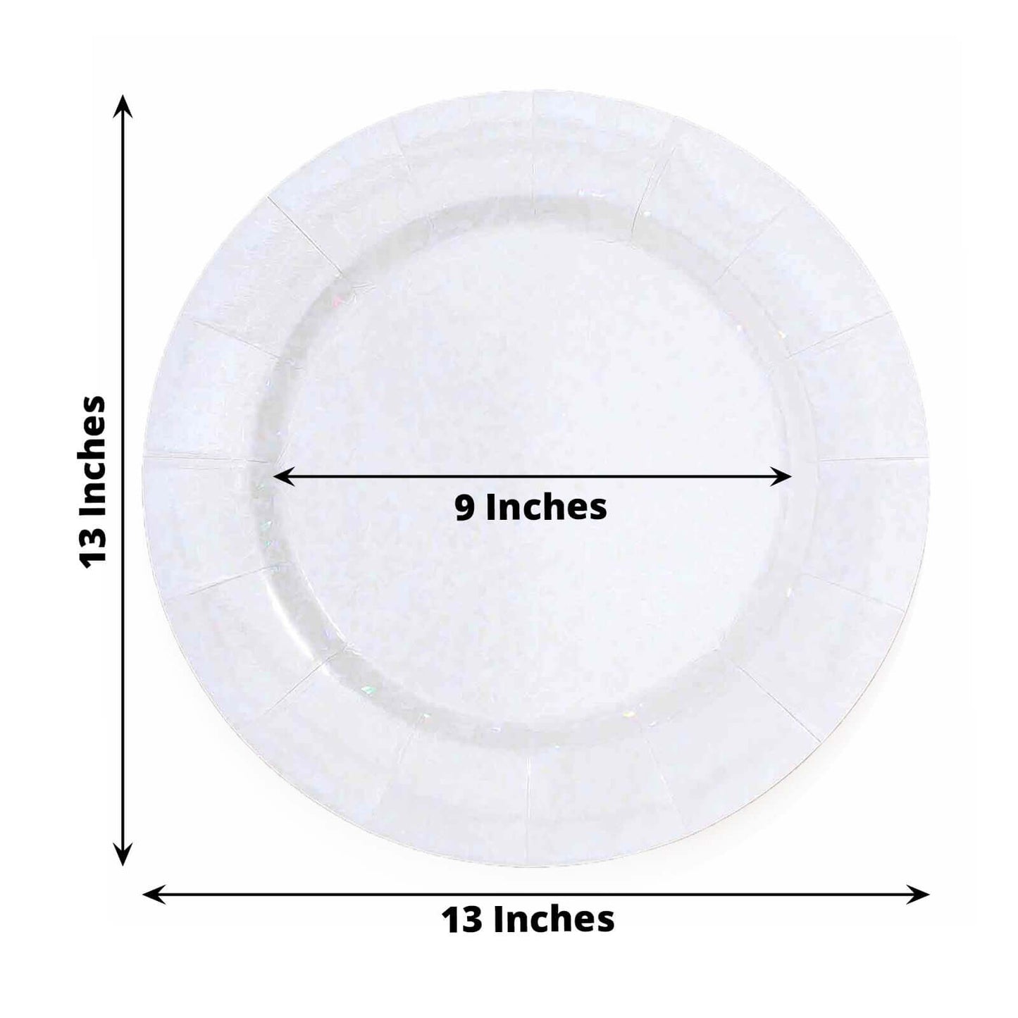 10-Pack Disposable Round Charger Plates in Iridescent with Leathery Texture - Durable 1100GSM Cardboard Placemats 13"