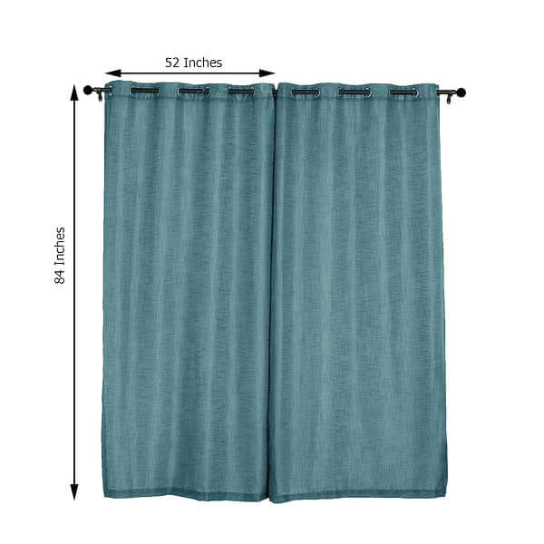 2 Pack Handmade Light Blue Faux Linen Curtains 52"x84", Curtain Panels With Chrome Grommets
