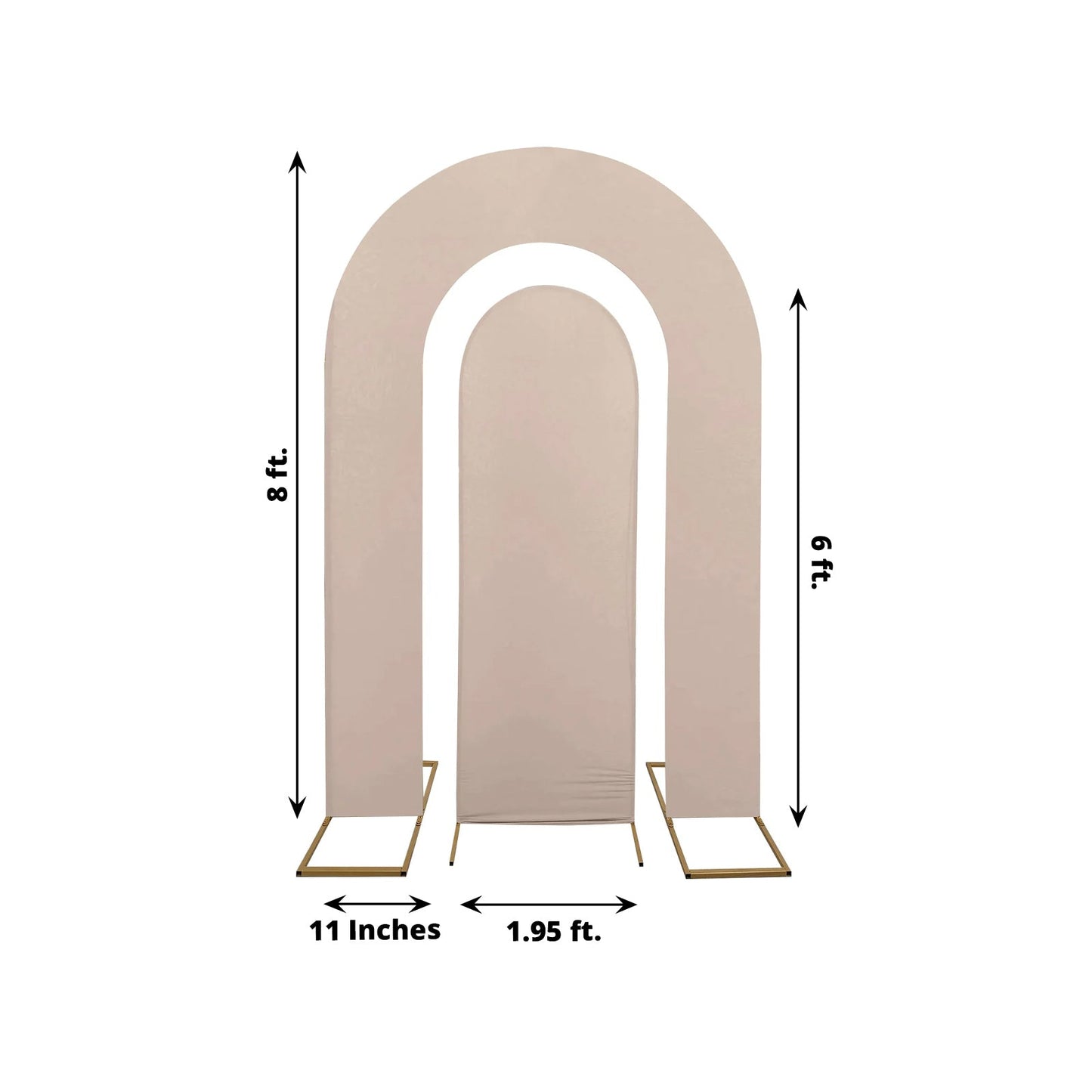 Set of 2 Nude Spandex Fitted Wedding Arch Covers for Round Top and Double Arch Chiara Backdrop Stands - 6ft,8ft