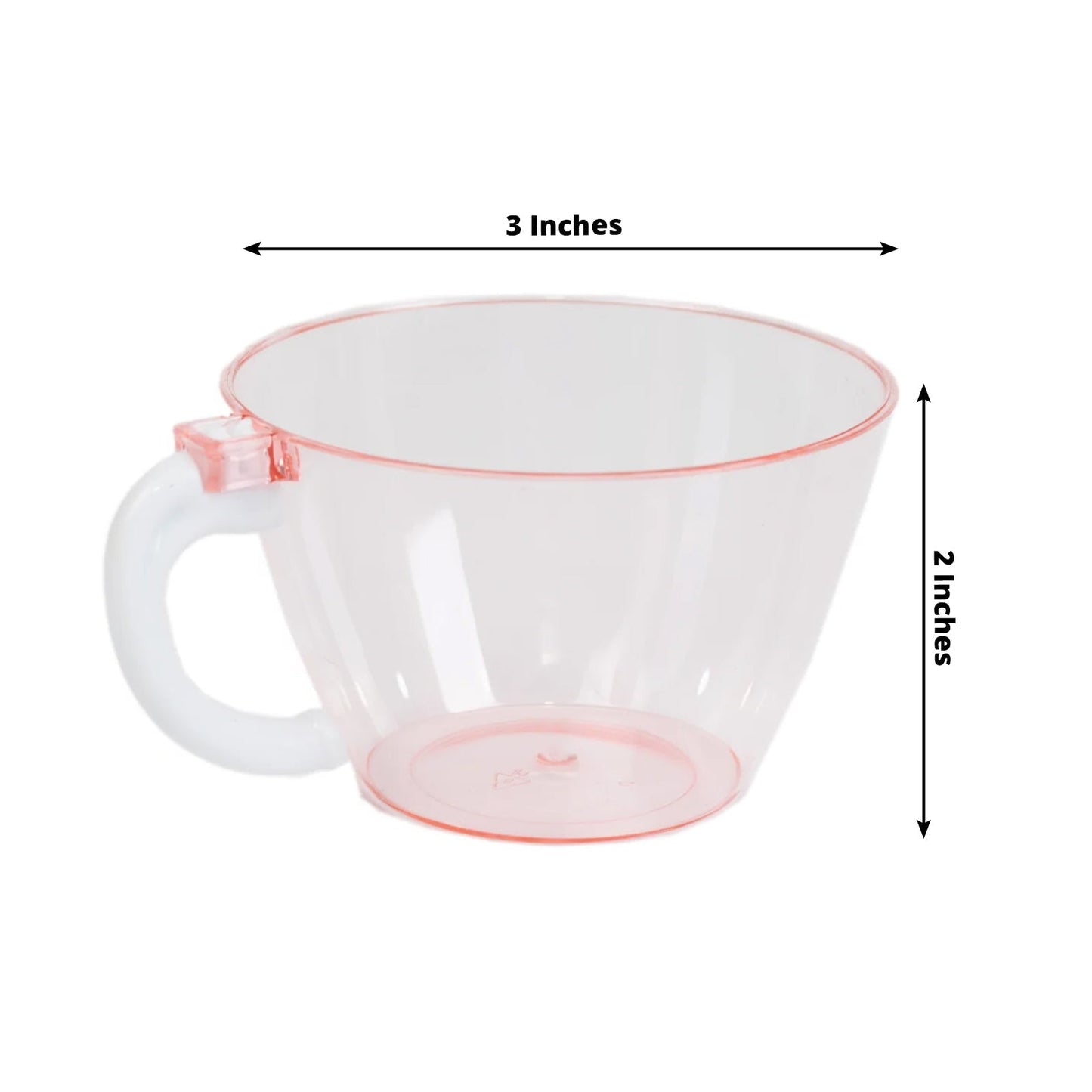 25-Pack Disposable Plastic Coffee Cups with Handles - 6oz Transparent Blush Hard Tea Mugs for Hot Beverages