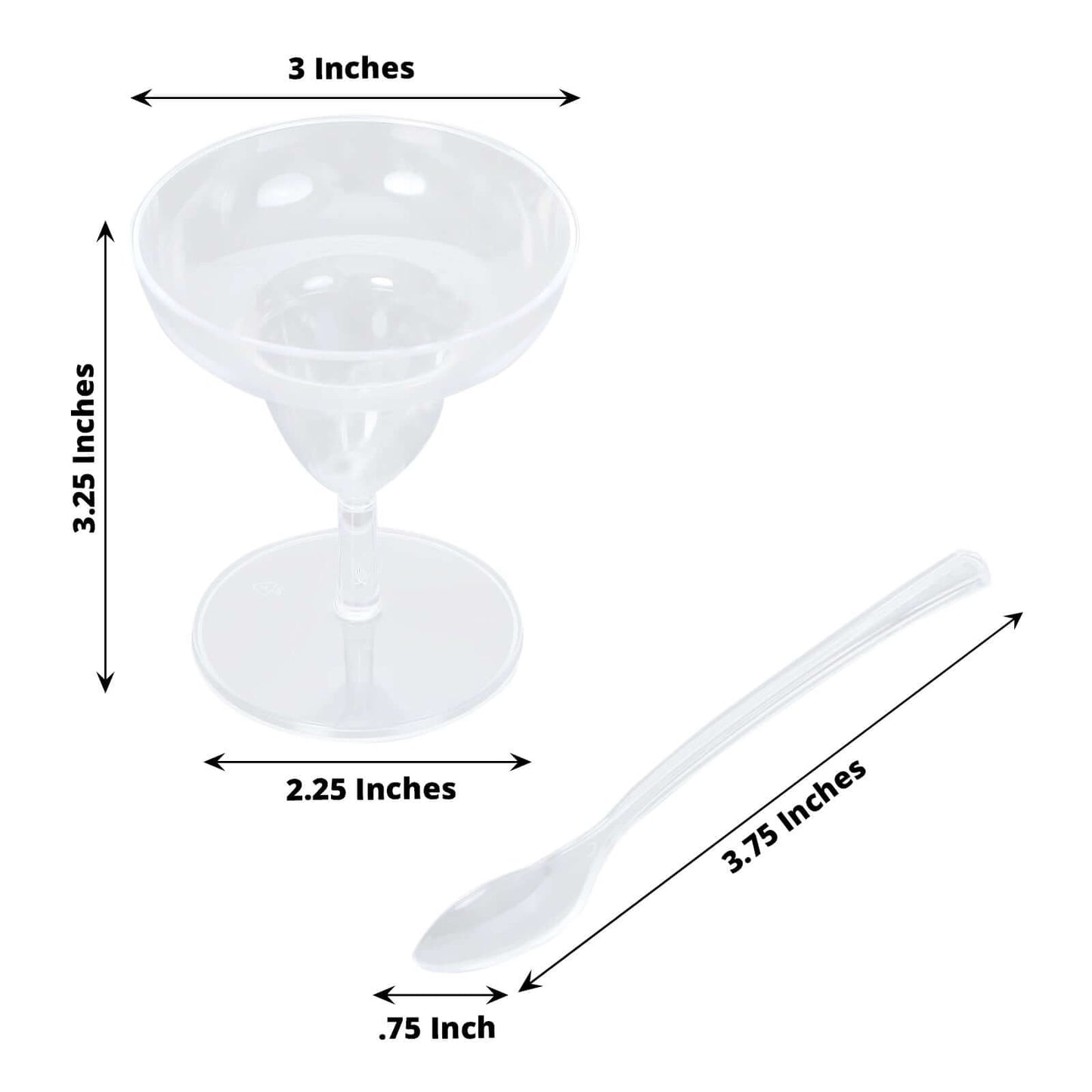 24-Pack Plastic Margarita Glasses Mini Clear with Spoons - Great for Appetizers 2oz