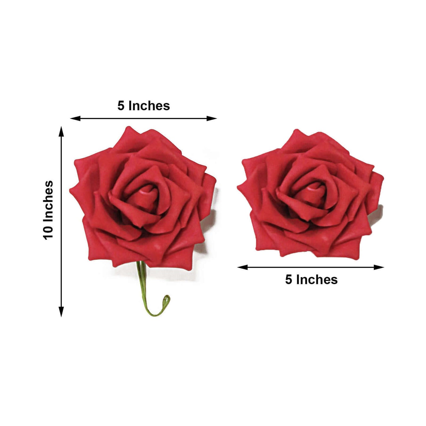 24 Roses 5" Red Artificial Foam Flowers With Stem Wire and Leaves