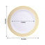 10-Pack Plastic Round Dinner Plates 10" White with Beige Gold Spiral Rim - Chic Disposable Party Plates