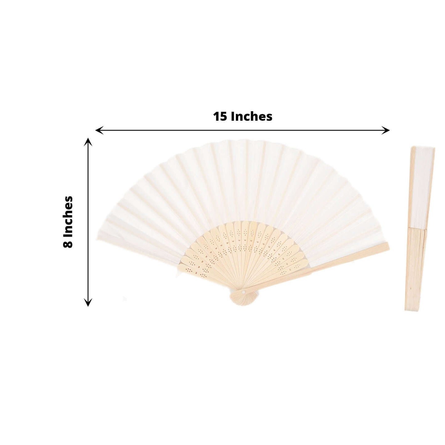 5 Pack White Asian Silk Folding Fans Party Favors, Oriental Folding Fan Favors