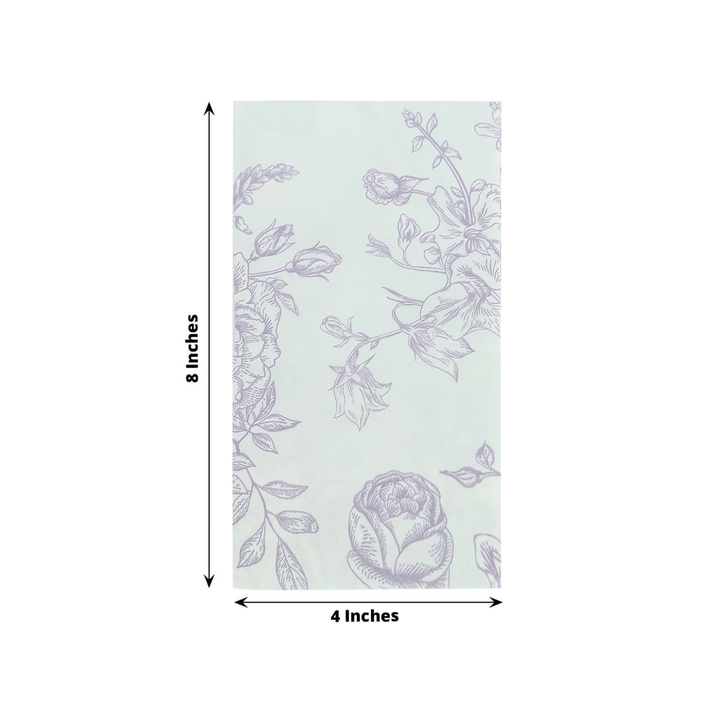 50 Pack 2-Ply Paper Party Napkins in French Toile Floral Pattern, Matte Lavender and White Highly Absorbent Soft Disposable Dinner Napkins