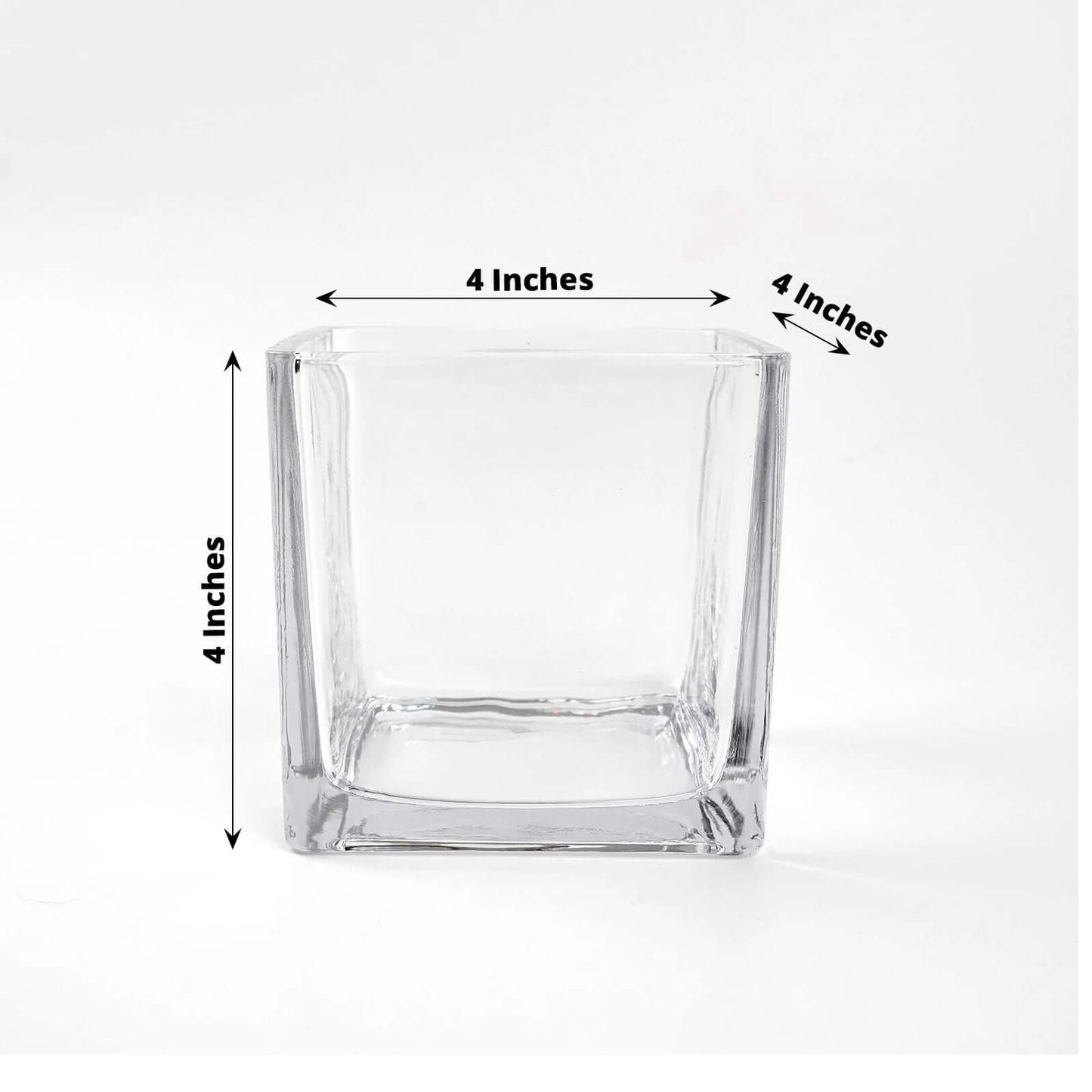 Glass Flower Vase Square Design Heavy Duty Clear - Premium Table Centerpiece for Events 4"