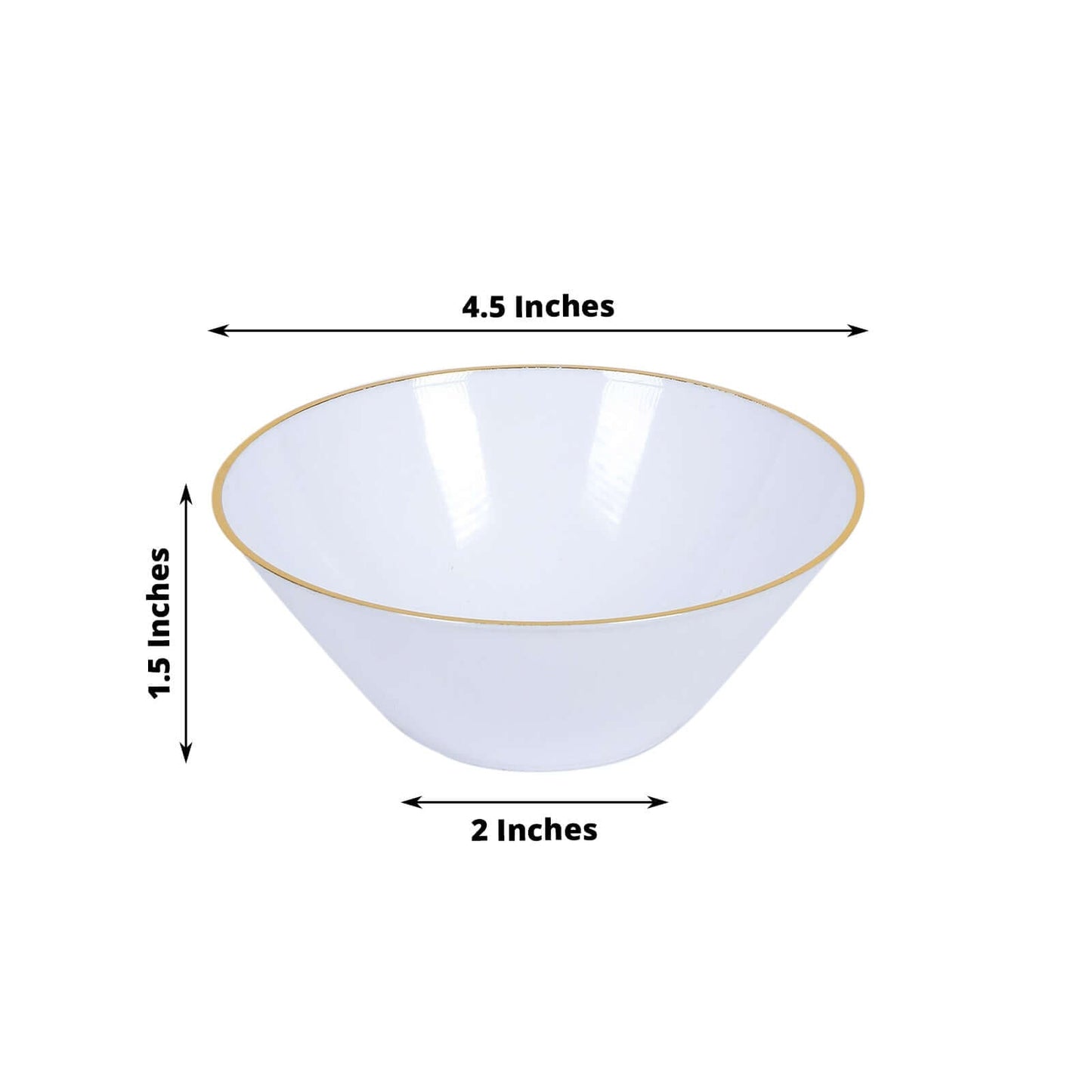 24-Pack Heavy Duty Plastic Ice Cream Bowls Glossy White Gold Rim Premium - Great for Events 7oz