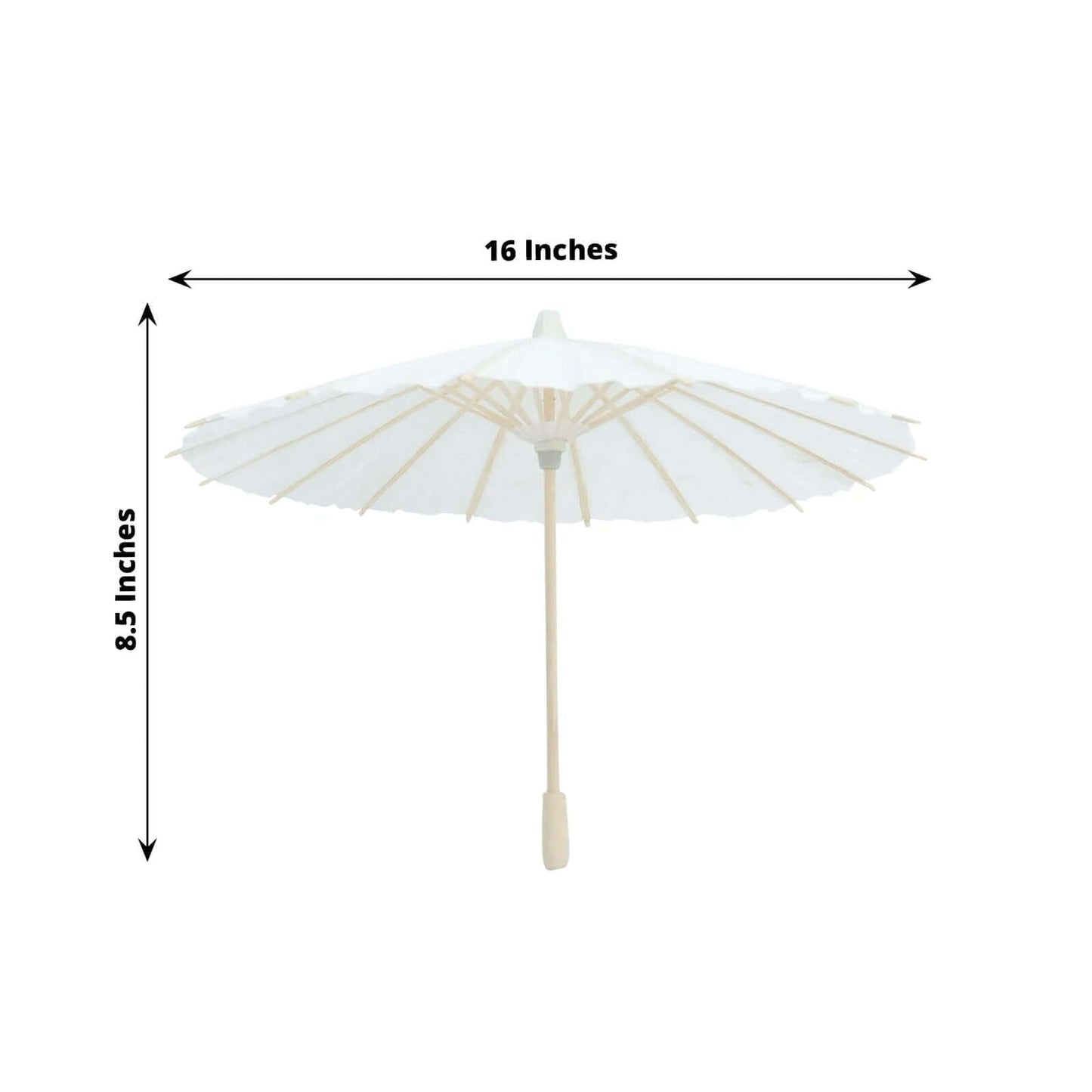 4-Pack Paper and Bamboo Parasol Umbrellas White - Decorative Centerpieces and Bridal Shower Photo Props 16"
