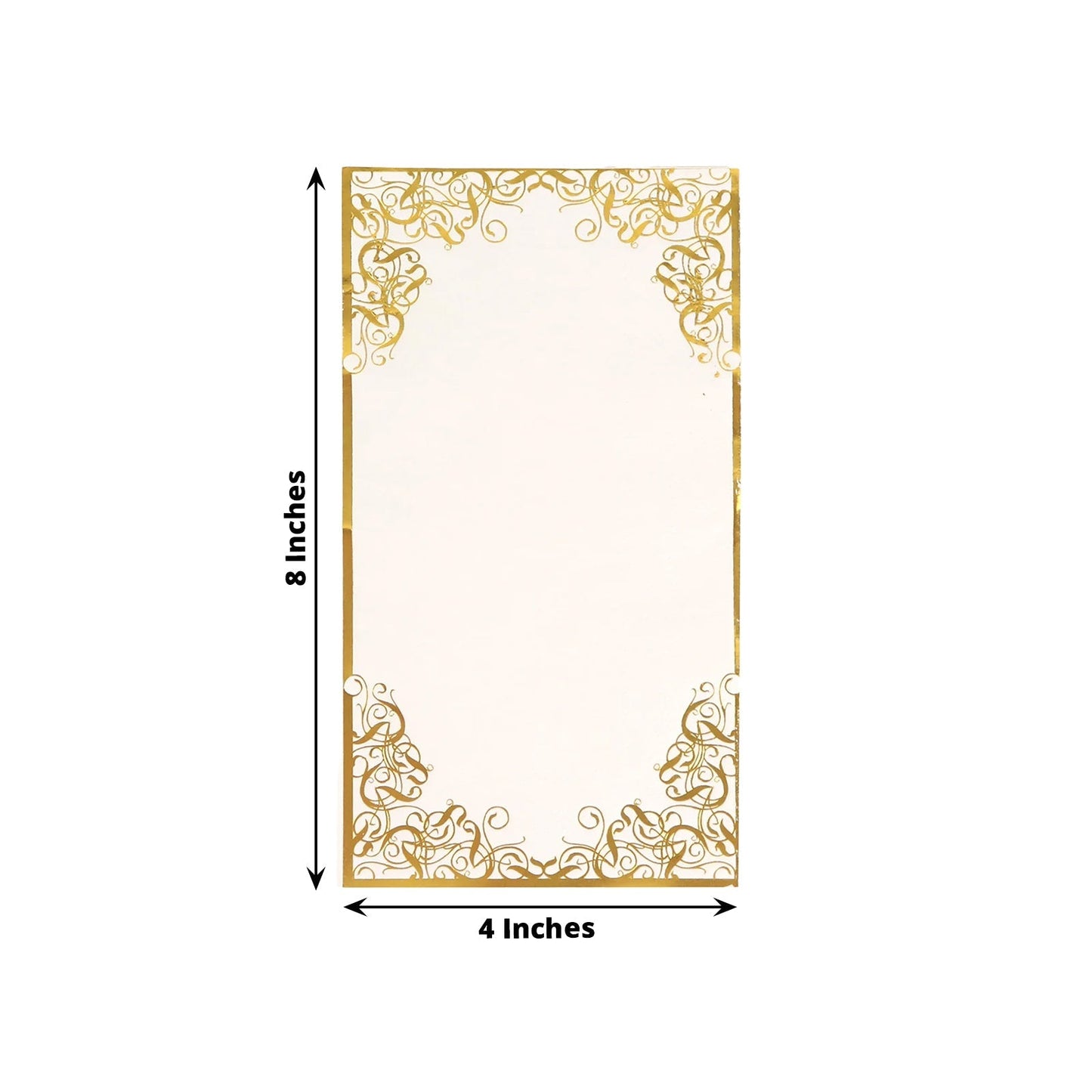 50-Pack Paper Dinner Napkins White with Gold Foil Lace Design 2 Ply - European Style Napkins for Parties 8"x4"