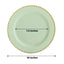 10-Pack Plastic 10" Round Dinner Plates in Sage Green with Gold Beaded Rim - Disposable Party Plates for Banquets & Festive Occasions