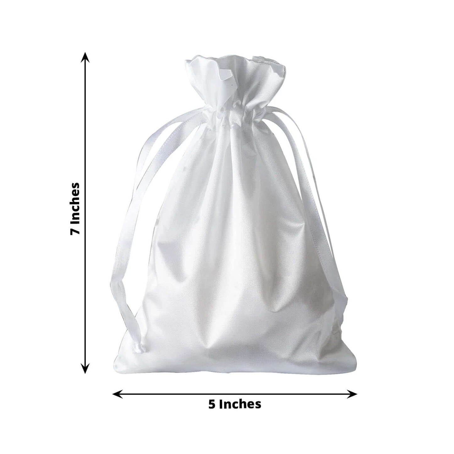 12 Pack 5"x7" White Satin Drawstring Wedding Party Favor Gift Bags