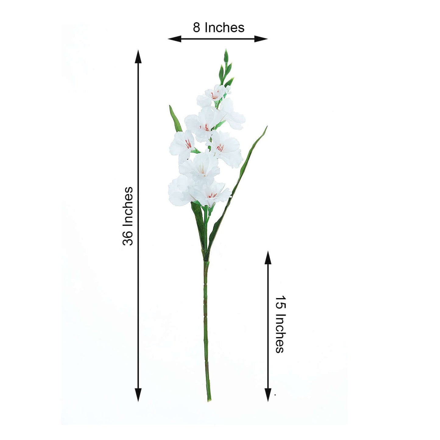 3 Stems 36" Tall White Artificial Silk Gladiolus Flower Spray Bush