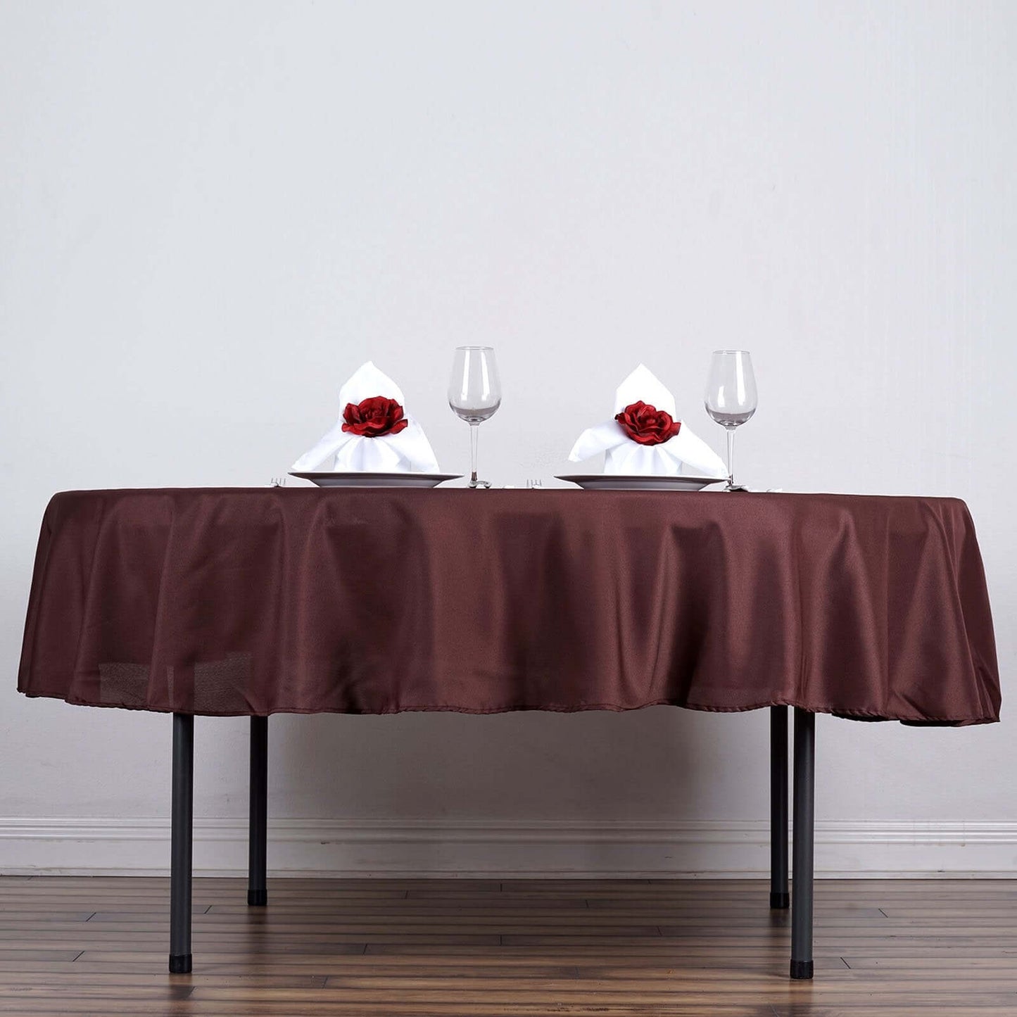 Polyester 70" Round Tablecloth Chocolate - Durable & Wrinkle-Resistant Table Cover