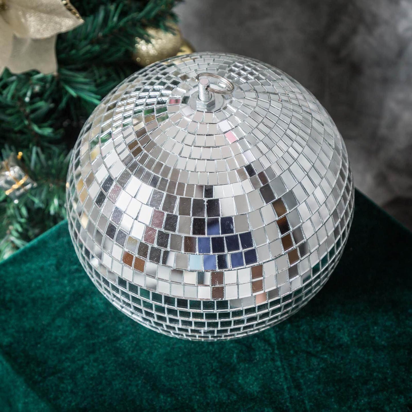 4 Pack 8" Silver Foam Disco Mirror Ball With Hanging Ring, Holiday Party Decor