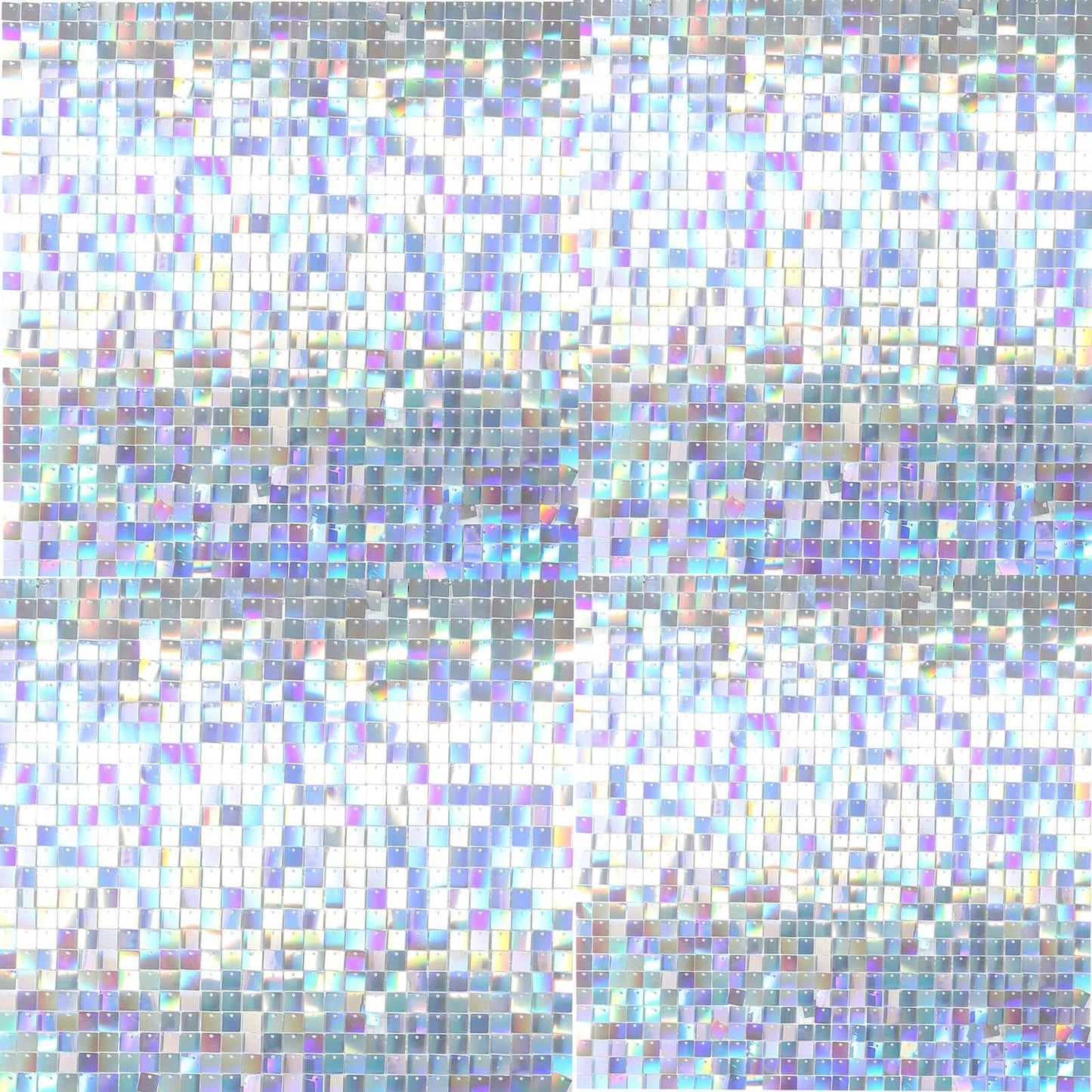 Disco Theme Iridescent Blue Square Sequin Shimmer Wall Party Photo Backdrop, 24sq.ft Active Spangle Wall Art DÃ©cor Panels - 24 Panels