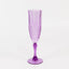 6-Pack Plastic Wedding Toast Flutes Purple Transparent Crystal Cut Style - Reusable Champagne Glasses 8oz