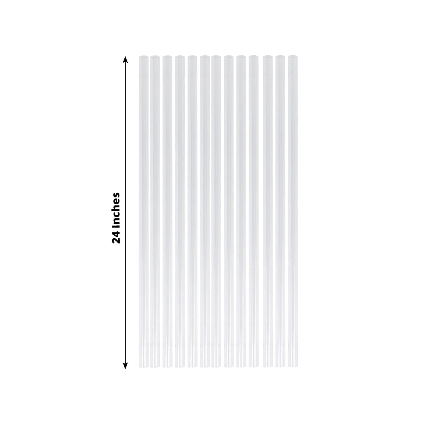 8 Pack Clear Acrylic Ceiling Drape Tubes with Position Fastening Pins and Connectors - 24"