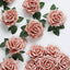 24 Roses 5" Dusty Rose Artificial Foam Flowers With Stem Wire and Leaves