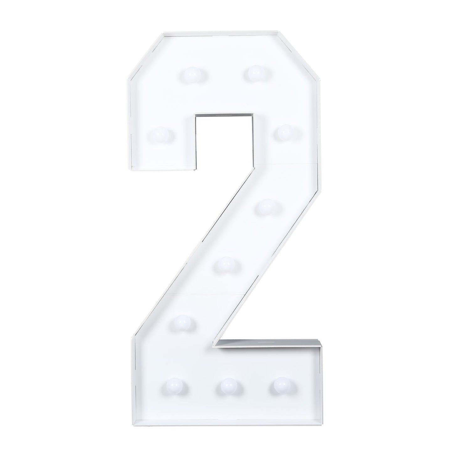 Giant LED Marquee Light Up Number "2", White 4ft Pre-Cut Foam Board with 10 Warm White Battery Operated LEDs, Glue Gun and Sticks
