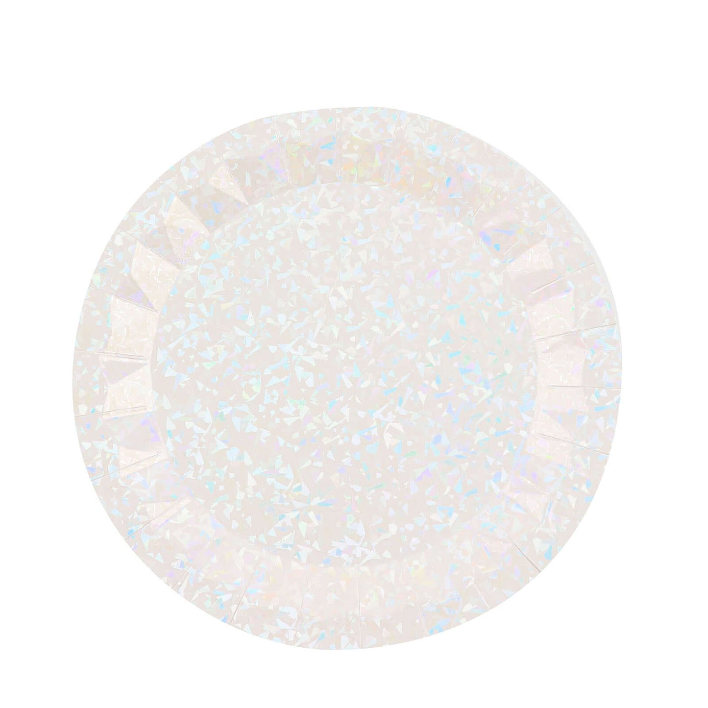 25-Pack Paper 12" Round Charger Plates in Iridescent with Geometric Prism Design - Disposable 400GSM Serving Trays