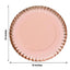 10-Pack Paper 13" Round Charger Plates in Rose Gold with Scalloped Rims - Heavy Duty Disposable 1100GSM Serving Trays