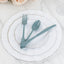 72 Pcs Plastic Silverware Set in Baroque Style Dusty Blue - Heavy Duty Disposable Knife, Fork, and Spoon Set