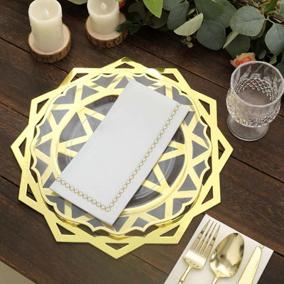 6-Pack Disposable Table Placemats in Metallic Gold Laser Cut Geometric Star Design - 700GSM Cardboard Placemats for Glamorous Table Settings 13"