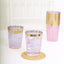 25-Pack Plastic Tumbler Cups Transparent Blush with Gold Rim - Stylish Disposable Party Glasses 10oz