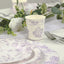 24 Pack Disposable Paper Cups in White Lavender Damask Floral Pattern, Elegant Party Cups - 9oz