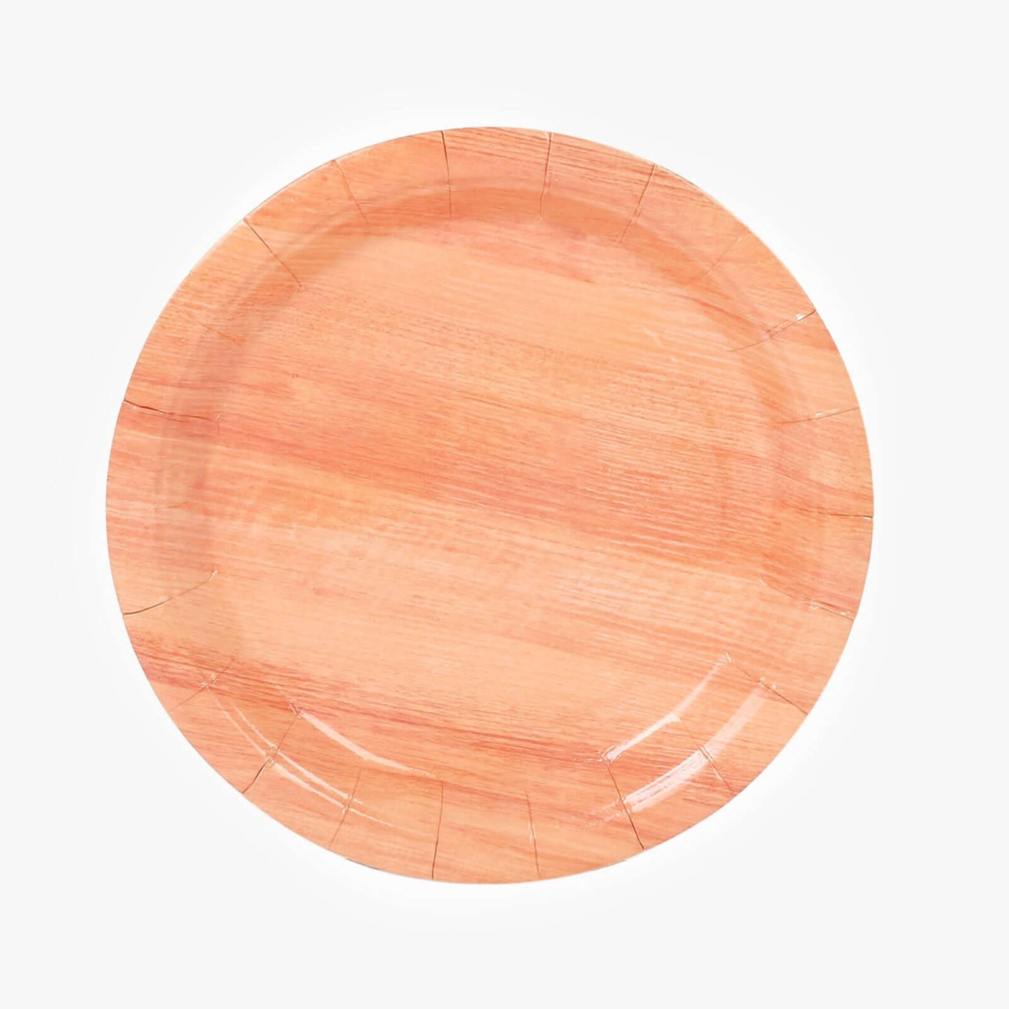 25-Pack Paper 7" Round Dessert Plates in Natural Wood Grain Print - Disposable Appetizer Salad Plates for Rustic Farmhouse Style Events