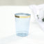 25-Pack Plastic Tumbler Cups Transparent Dusty Blue with Gold Rim - Stylish Disposable Party Glasses 10oz