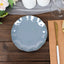 10-Pack Plastic Round 6" Dessert Plates in Dusty Blue Ruffled Rim with Gold Edging - Sturdy Disposable Salad Appetizer Dinnerware