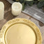 10-Pack Plastic 7.5" Round Appetizer Plates Gold Embossed Scalloped Edge - Chic Disposable Salad Plates for Special Occasions & Banquets