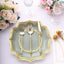 25-Pack Paper Dinner Plates in Sage Green with Gold Scallop Rim - Disposable 300GSM Party Plates 10"