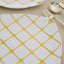 10-Pack Plastic 10" Square Dinner Plates in White with Gold Diamond Lattice Pattern - Disposable Party Plates for Weddings, Banquets & Special Events