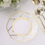 10-Pack Plastic 8" Octagon Dessert Plates in Clear - Modern Disposable Salad/Appetizer Plates with Gold Geometric Design for Special Occasions & Celebrations