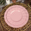 10-Pack Plastic 9" Round Dinner Plates in Dusty Rose Ruffled Rim with Gold Edging - Sturdy Disposable Dinnerware