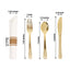 Set of 24 Gold Plastic Silverware with Pre-Rolled White Paper Napkins - Disposable Wrapped Fork, Spoon, and Knife Set