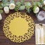 6-Pack Disposable Table Placemats in Metallic Gold with Laser Cut Floral Rim - 400GSM Cardboard Placemats for Glamorous Table Settings 13"