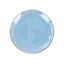 10-Pack Plastic 7" Round Dessert Appetizer Plates in Transparent Dusty Blue Hammered Design with Gold Rim - Modern Disposable Salad Plates