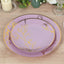 Set of 20 Plastic Round Dinner and Dessert Plates in Lavender Lilac with Metallic Gold Floral Design - Stylish Disposable Dinnerware 8", 10"
