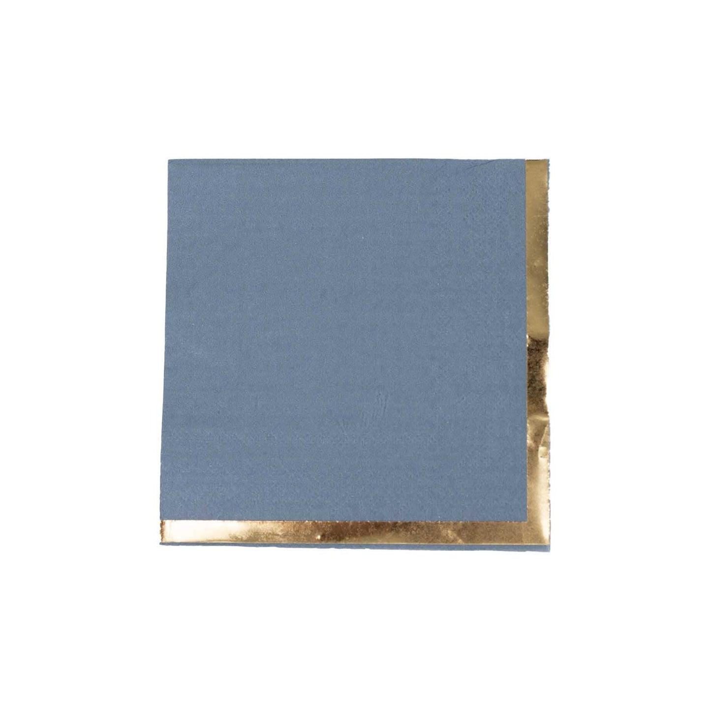 50-Pack Paper Beverage Napkins Dusty Blue with Gold Foil Edge - 2 Ply Disposable Soft 18GSM Cocktail Napkins 5"x5"