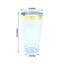 12-Pack Plastic Party Cups Transparent Dusty Blue with Gold Rim - Durable Disposable Tumblers for Drinks 17oz 5.5"