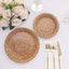 25-Pack Paper 9" Round Dinner Plates Natural with Woven Rattan Print - Rustic Farmhouse Disposable 300GSM Party Plates for Country Chic Celebrations