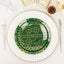 20-Pack Set Plastic Round Dinner and Salad Plates in Hunter Emerald Green with Geometric Gold Print - Modern Disposable Dinnerware Set for Weddings & Celebrations 9", 7"