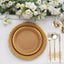 25-Pack Kraft Paper 10" Round Dinner Plates in Natural Brown with Gold Lined Rim - Disposable Party Plates for Rustic & Vintage Inspired Events