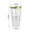 12-Pack Plastic Party Cups Clear with Gold Rim - Durable Disposable Tumblers for Drinks 17oz 5.5"